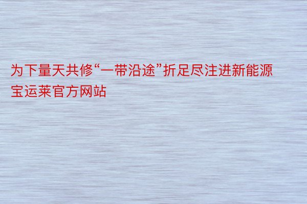 为下量天共修“一带沿途”折足尽注进新能源宝运莱官方网站