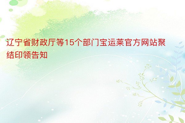 辽宁省财政厅等15个部门宝运莱官方网站聚结印领告知