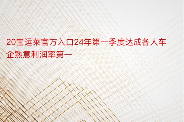 20宝运莱官方入口24年第一季度达成各人车企熟意利润率第一